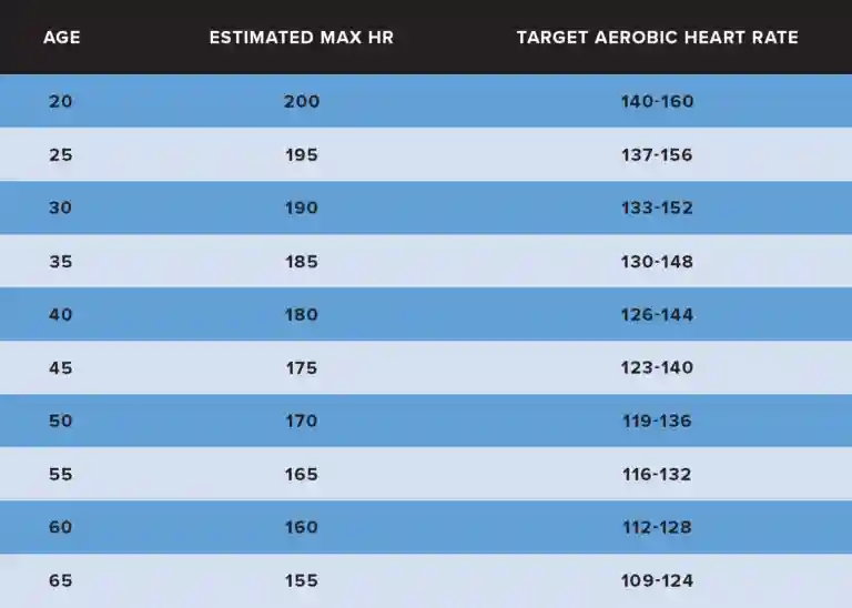 aerobic heart rate zone and age